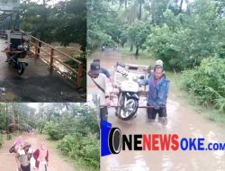 Kembali, Banjir menggenangi Akses Jalan Utama Desa Mandrajaya Kecamatan Ciemas